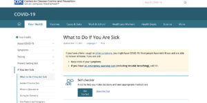 Screenshot from the CDC's COVID self checker website.